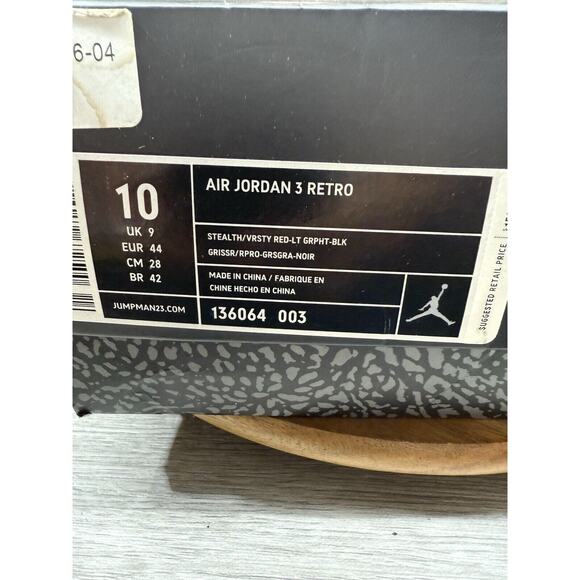 Nike Air Jordan 3 Retro Stealth Men’s Size 10 136064-003 With OG Box main image 11